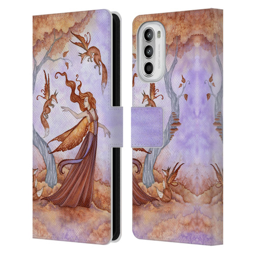 Amy Brown Lovely Fairies Autumn Companion Leather Book Wallet Case Cover For Motorola Moto G52
