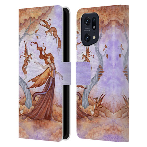 Amy Brown Lovely Fairies Autumn Companion Leather Book Wallet Case Cover For OPPO Find X5