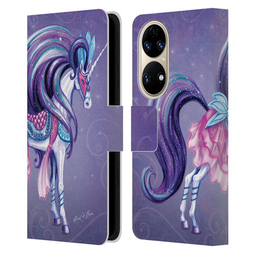 Rose Khan Unicorns White And Purple Leather Book Wallet Case Cover For Huawei P50