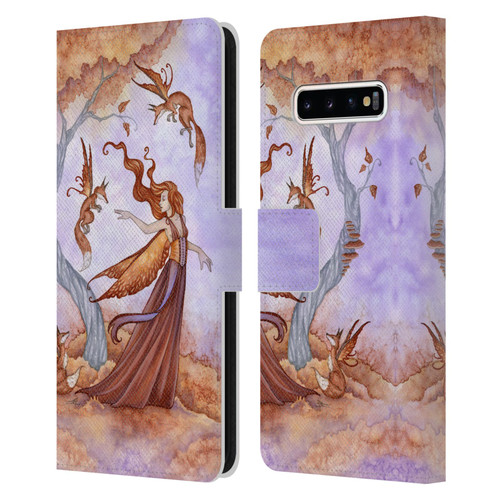 Amy Brown Lovely Fairies Autumn Companion Leather Book Wallet Case Cover For Samsung Galaxy S10+ / S10 Plus