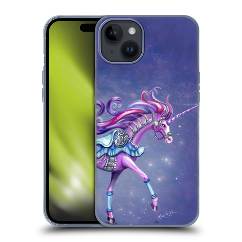 Rose Khan Unicorns Purple Carousel Horse Soft Gel Case for Apple iPhone 15 Plus