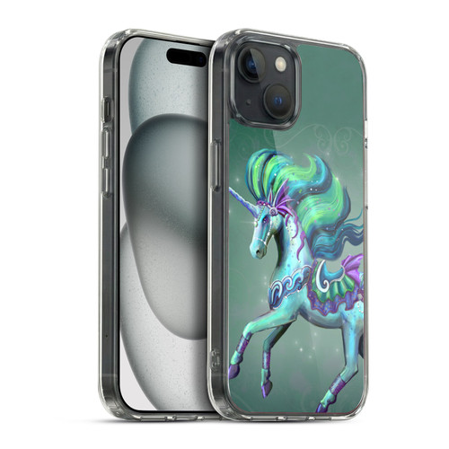 Rose Khan Unicorns Sea Green Soft Gel Case for Apple iPhone 15 Plus & MagSafe