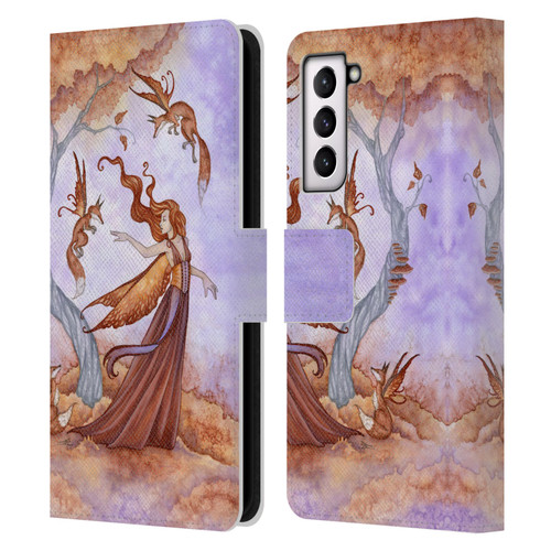 Amy Brown Lovely Fairies Autumn Companion Leather Book Wallet Case Cover For Samsung Galaxy S21 5G