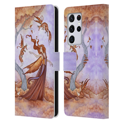 Amy Brown Lovely Fairies Autumn Companion Leather Book Wallet Case Cover For Samsung Galaxy S21 Ultra 5G