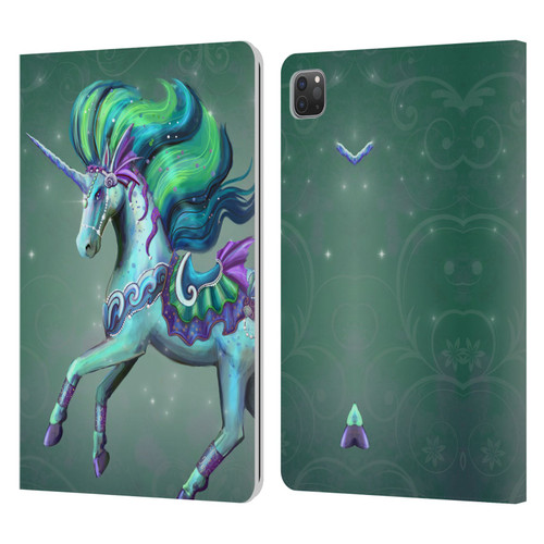 Rose Khan Unicorns Sea Green Leather Book Wallet Case Cover For Apple iPad Pro 11 2020 / 2021 / 2022