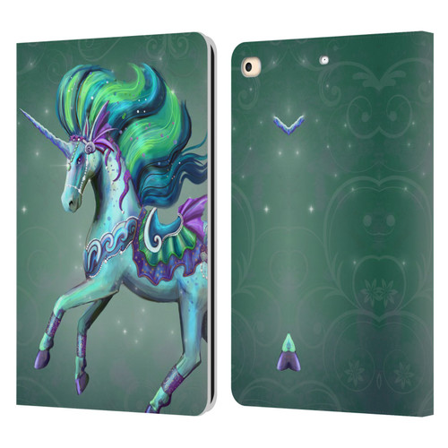 Rose Khan Unicorns Sea Green Leather Book Wallet Case Cover For Apple iPad 9.7 2017 / iPad 9.7 2018