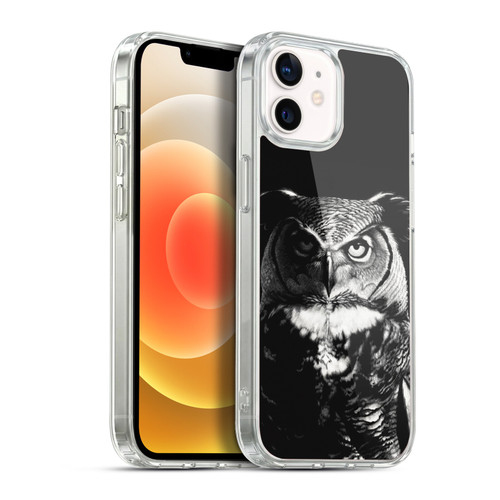 Stanley Morrison Black And White Great Horned Owl Soft Gel Case for Apple iPhone 12 / iPhone 12 Pro & MagSafe