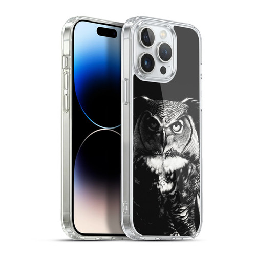 Stanley Morrison Black And White Great Horned Owl Soft Gel Case for Apple iPhone 13 Pro Max & MagSafe