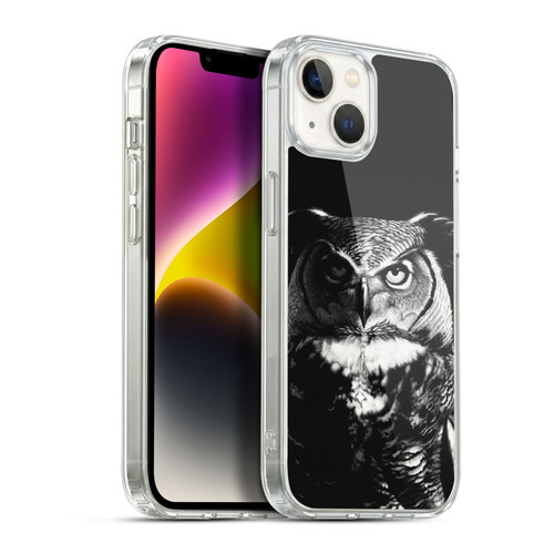 Stanley Morrison Black And White Great Horned Owl Soft Gel Case for Apple iPhone 14 Plus & MagSafe