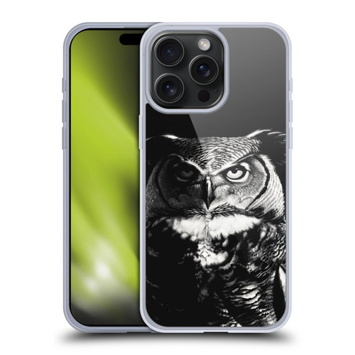 Stanley Morrison Black And White Great Horned Owl Soft Gel Case for Apple iPhone 15 Pro Max