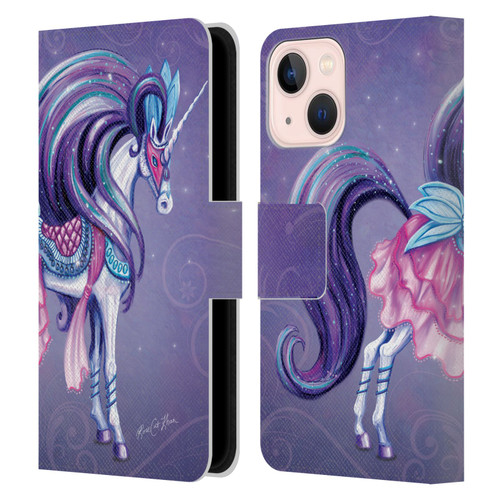 Rose Khan Unicorns White And Purple Leather Book Wallet Case Cover For Apple iPhone 13 Mini