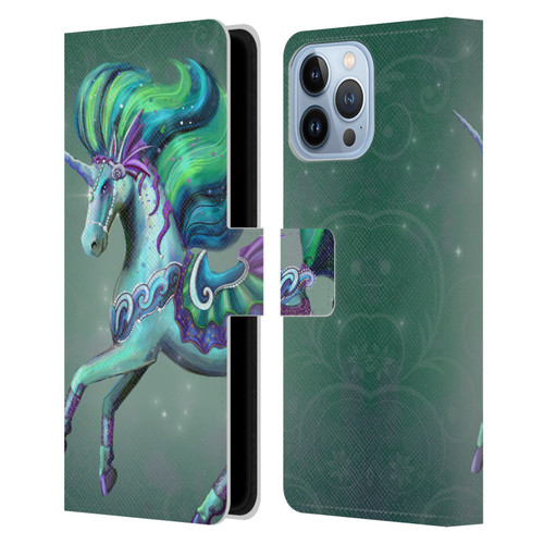 Rose Khan Unicorns Sea Green Leather Book Wallet Case Cover For Apple iPhone 13 Pro Max