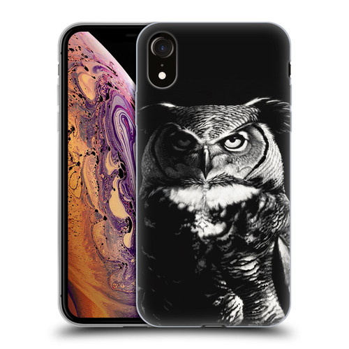 Stanley Morrison Black And White Great Horned Owl Soft Gel Case for Apple iPhone XR