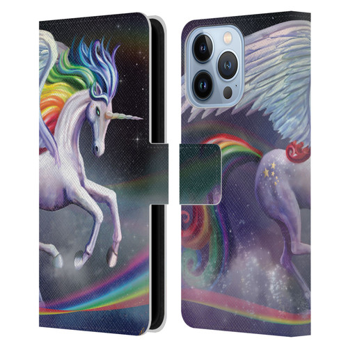 Rose Khan Unicorns Rainbow Dancer Leather Book Wallet Case Cover For Apple iPhone 13 Pro