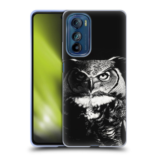 Stanley Morrison Black And White Great Horned Owl Soft Gel Case for Motorola Edge 30