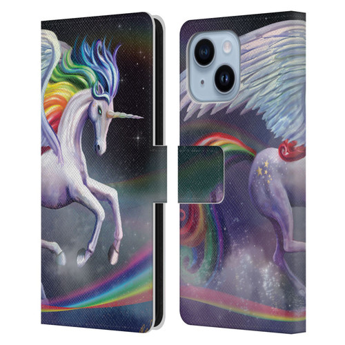 Rose Khan Unicorns Rainbow Dancer Leather Book Wallet Case Cover For Apple iPhone 14 Plus