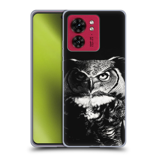 Stanley Morrison Black And White Great Horned Owl Soft Gel Case for Motorola Moto Edge 40