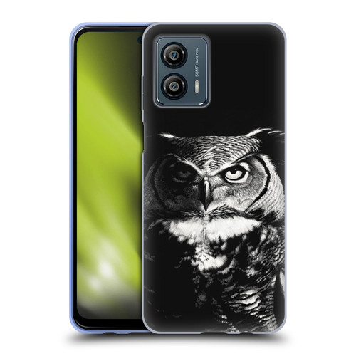 Stanley Morrison Black And White Great Horned Owl Soft Gel Case for Motorola Moto G53 5G