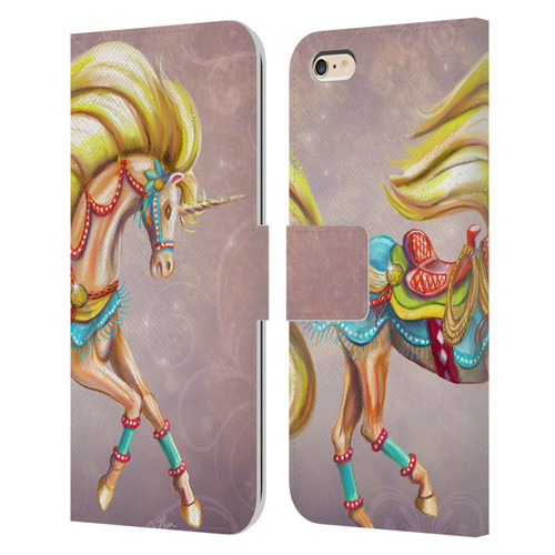 Rose Khan Unicorns Western Palomino Leather Book Wallet Case Cover For Apple iPhone 6 Plus / iPhone 6s Plus