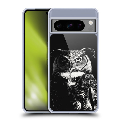 Stanley Morrison Black And White Great Horned Owl Soft Gel Case for Google Pixel 8 Pro