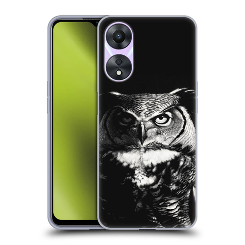 Stanley Morrison Black And White Great Horned Owl Soft Gel Case for OPPO A78 4G
