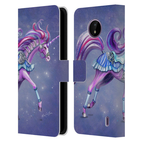 Rose Khan Unicorns Purple Carousel Horse Leather Book Wallet Case Cover For Nokia C10 / C20