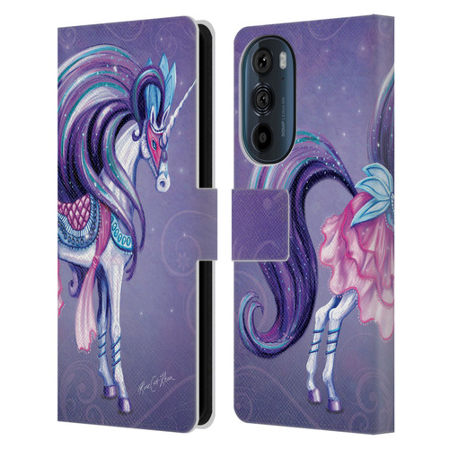 Rose Khan Unicorns White And Purple Leather Book Wallet Case Cover For Motorola Edge 30