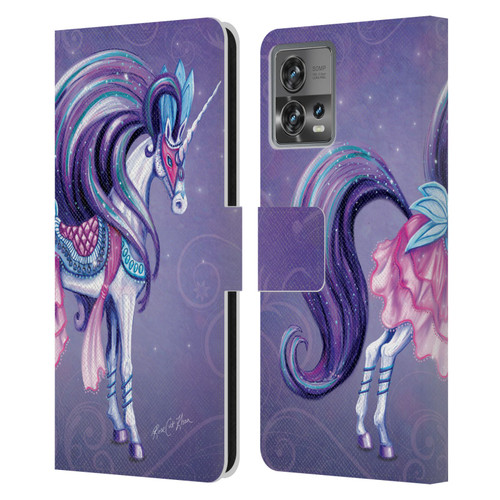 Rose Khan Unicorns White And Purple Leather Book Wallet Case Cover For Motorola Moto Edge 30 Fusion