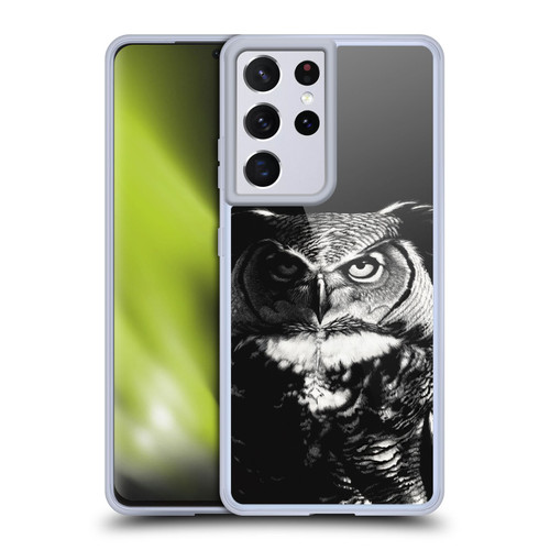 Stanley Morrison Black And White Great Horned Owl Soft Gel Case for Samsung Galaxy S21 Ultra 5G