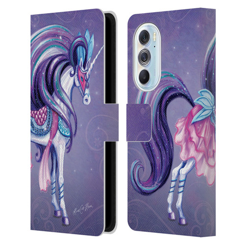 Rose Khan Unicorns White And Purple Leather Book Wallet Case Cover For Motorola Edge X30