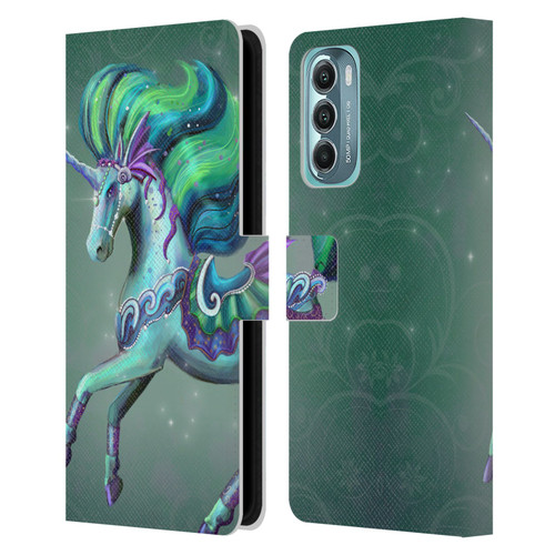 Rose Khan Unicorns Sea Green Leather Book Wallet Case Cover For Motorola Moto G Stylus 5G (2022)