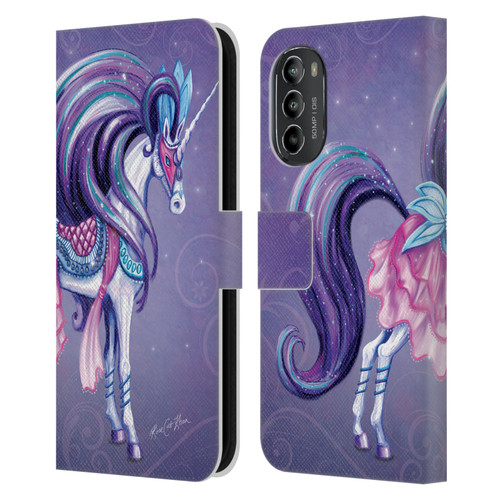 Rose Khan Unicorns White And Purple Leather Book Wallet Case Cover For Motorola Moto G82 5G