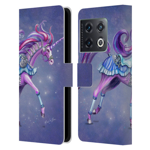 Rose Khan Unicorns Purple Carousel Horse Leather Book Wallet Case Cover For OnePlus 10 Pro