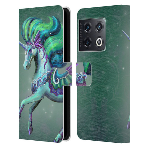 Rose Khan Unicorns Sea Green Leather Book Wallet Case Cover For OnePlus 10 Pro