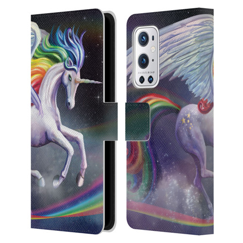 Rose Khan Unicorns Rainbow Dancer Leather Book Wallet Case Cover For OnePlus 9 Pro