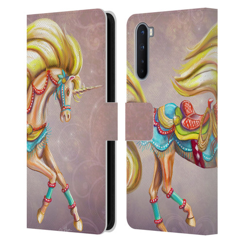 Rose Khan Unicorns Western Palomino Leather Book Wallet Case Cover For OnePlus Nord 5G