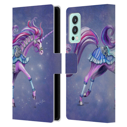 Rose Khan Unicorns Purple Carousel Horse Leather Book Wallet Case Cover For OnePlus Nord 2 5G