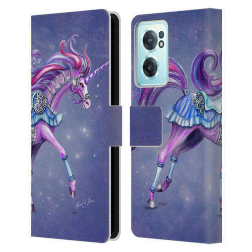 Rose Khan Unicorns Purple Carousel Horse Leather Book Wallet Case Cover For OnePlus Nord CE 2 5G