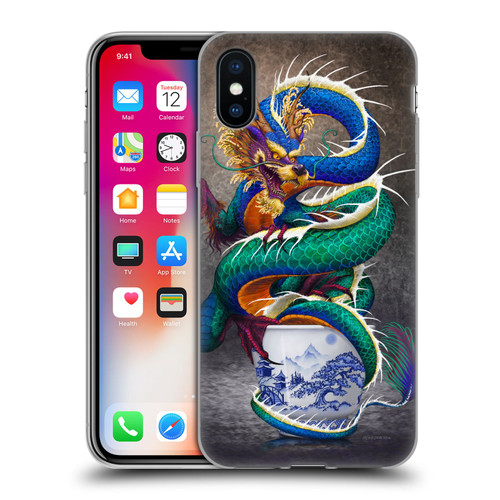 Stanley Morrison Dragons Asian Sake Drink Soft Gel Case for Apple iPhone X / iPhone XS