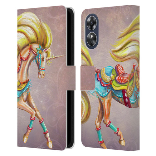 Rose Khan Unicorns Western Palomino Leather Book Wallet Case Cover For OPPO A17
