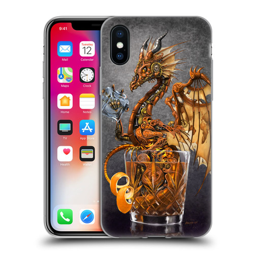 Stanley Morrison Dragons Gold Steampunk Drink Soft Gel Case for Apple iPhone X / iPhone XS