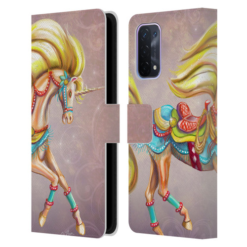 Rose Khan Unicorns Western Palomino Leather Book Wallet Case Cover For OPPO A54 5G