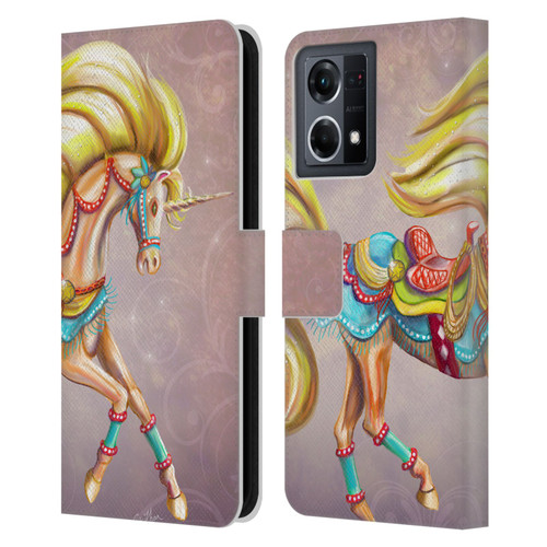 Rose Khan Unicorns Western Palomino Leather Book Wallet Case Cover For OPPO Reno8 4G