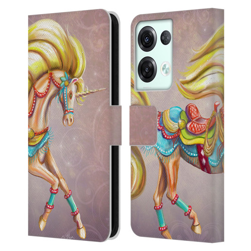 Rose Khan Unicorns Western Palomino Leather Book Wallet Case Cover For OPPO Reno8 Pro