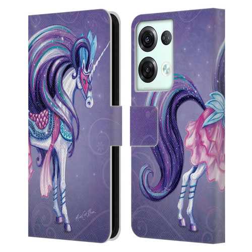 Rose Khan Unicorns White And Purple Leather Book Wallet Case Cover For OPPO Reno8 Pro