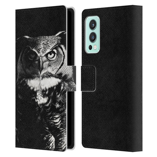 Stanley Morrison Black And White Great Horned Owl Leather Book Wallet Case Cover For OnePlus Nord 2 5G