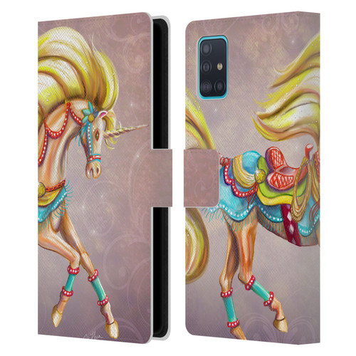 Rose Khan Unicorns Western Palomino Leather Book Wallet Case Cover For Samsung Galaxy A51 (2019)