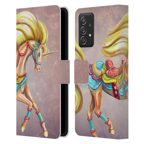 Rose Khan Unicorns Western Palomino Leather Book Wallet Case Cover For Samsung Galaxy A53 5G (2022)