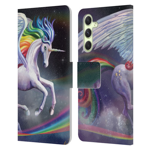Rose Khan Unicorns Rainbow Dancer Leather Book Wallet Case Cover For Samsung Galaxy A54 5G