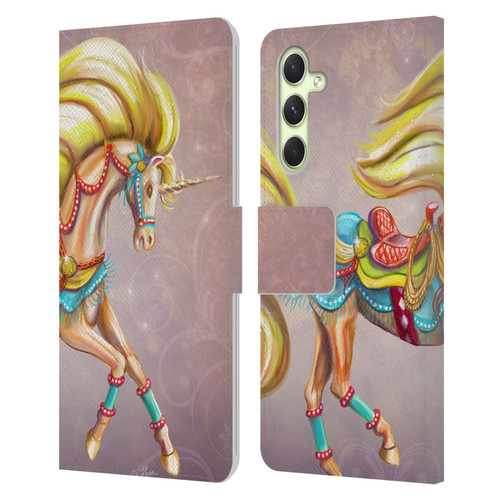 Rose Khan Unicorns Western Palomino Leather Book Wallet Case Cover For Samsung Galaxy A54 5G